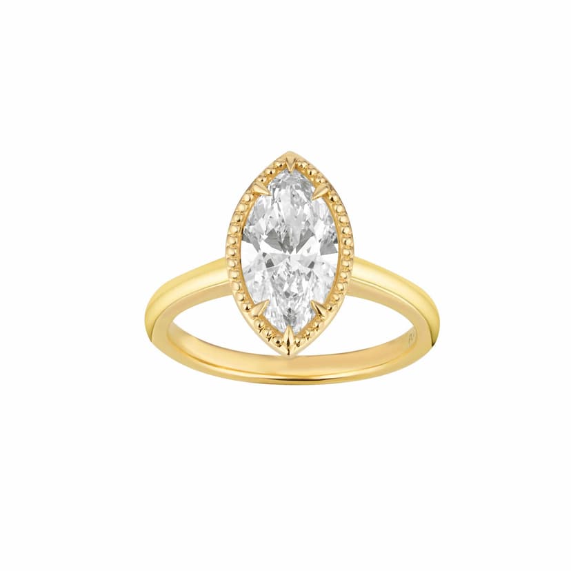 Beaded Bezel Ring with Marquise Diamond